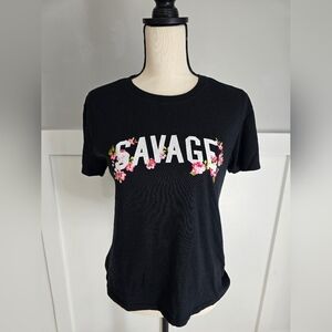 Modernlux Savage Black Floral Junior's Top Sz S